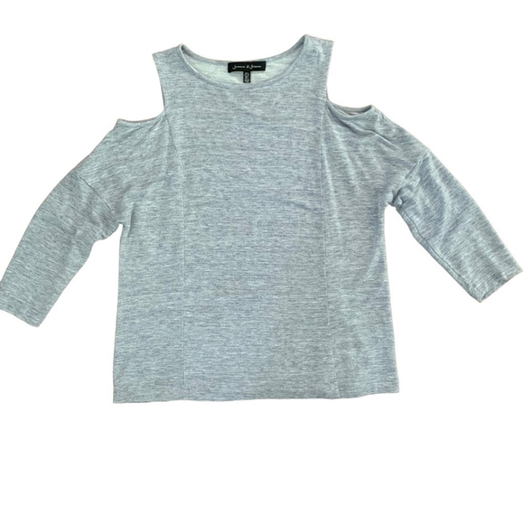 Jasmine & Juliana Gray Cold Shoulder Top Size S - Picture 1 of 3
